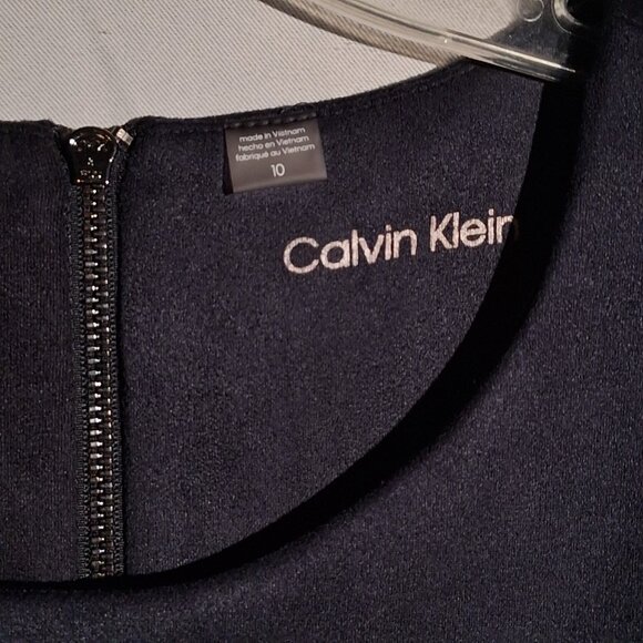 CALVIN KLEIN Dress  sz 10  MIDI  A-Line  Navy Blue  Faux Suede  Sleeveless  NWT - Picture 5 of 12